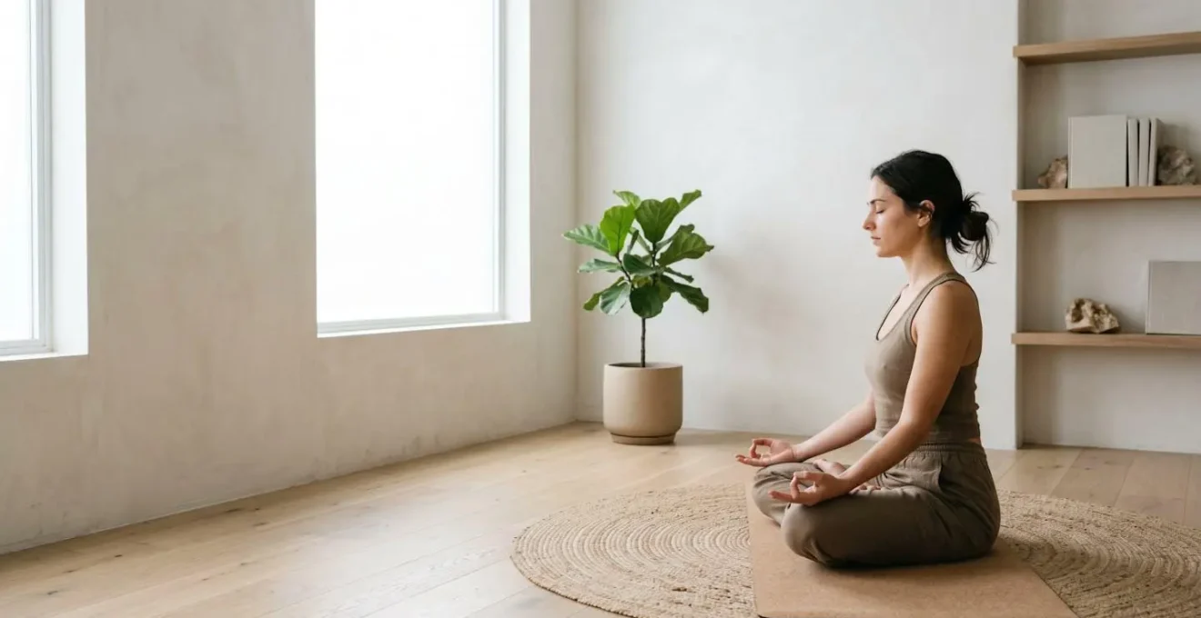 A serene scene capturing the intersection of ancient yogic breathing practices and modern neuroscience