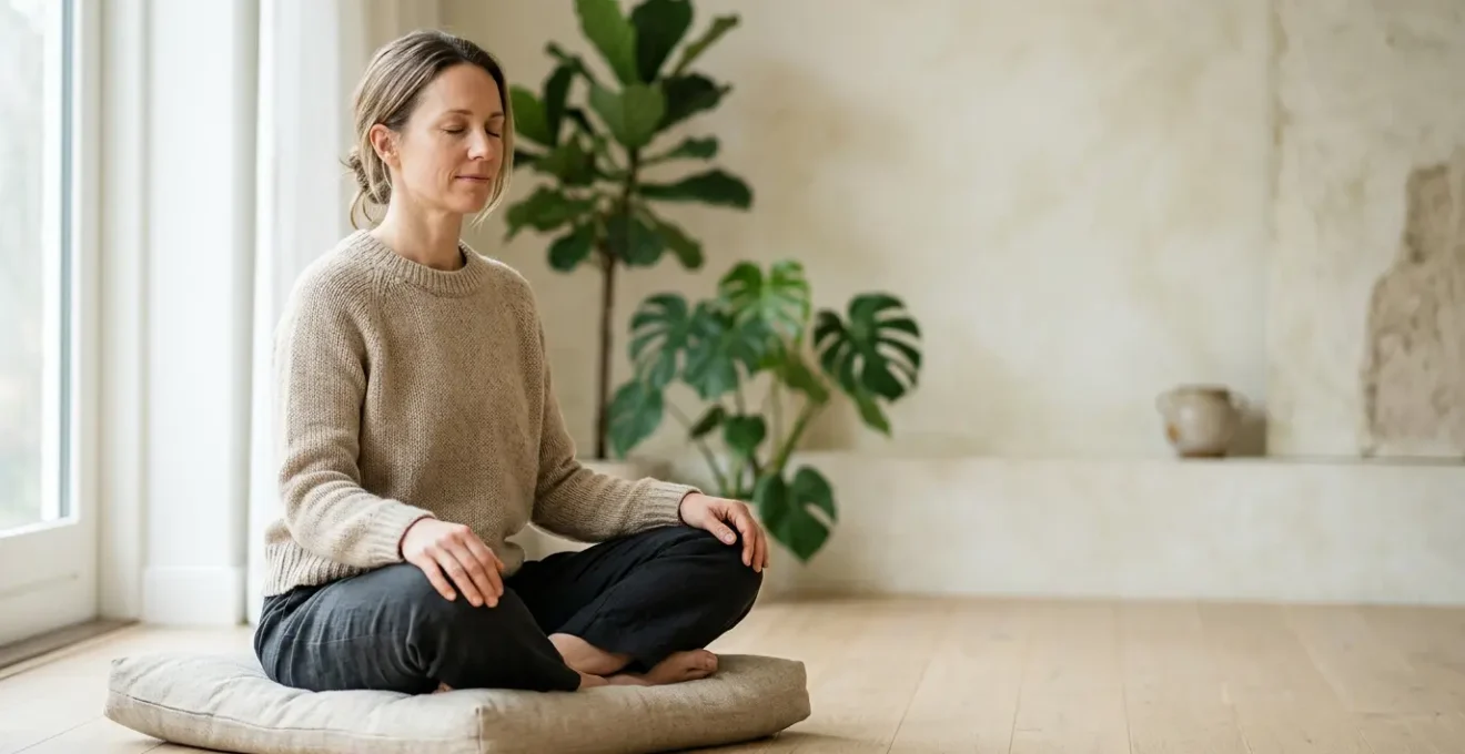Person experiencing genuine appreciation during mindfulness practice in natural setting