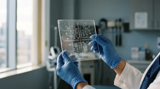 Medical professional analyzing diagnostic test results in modern clinical environment