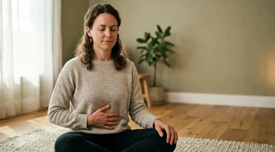 A contemplative moment of self-awareness and body reconnection in intuitive eating