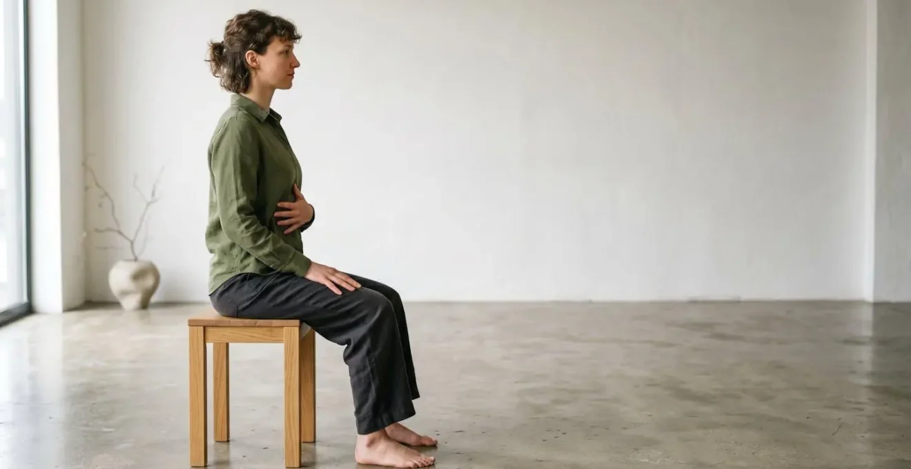Side profile demonstrating the relationship between posture and breathing mechanics in natural light